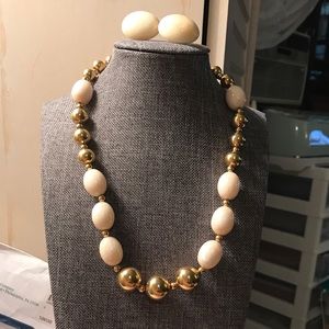 Vintage Napier necklace swirl bone & gold #128